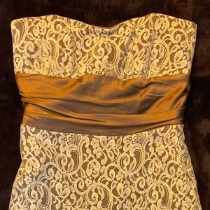 Nicole Miller Light Blue & Brown Lace Cocktail Dress: Size 6